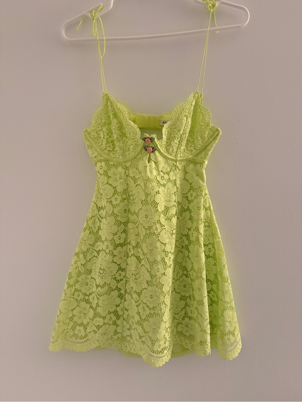 SOLD!!!!!For Love And Lemons Neon Lime Lace Mini Dress